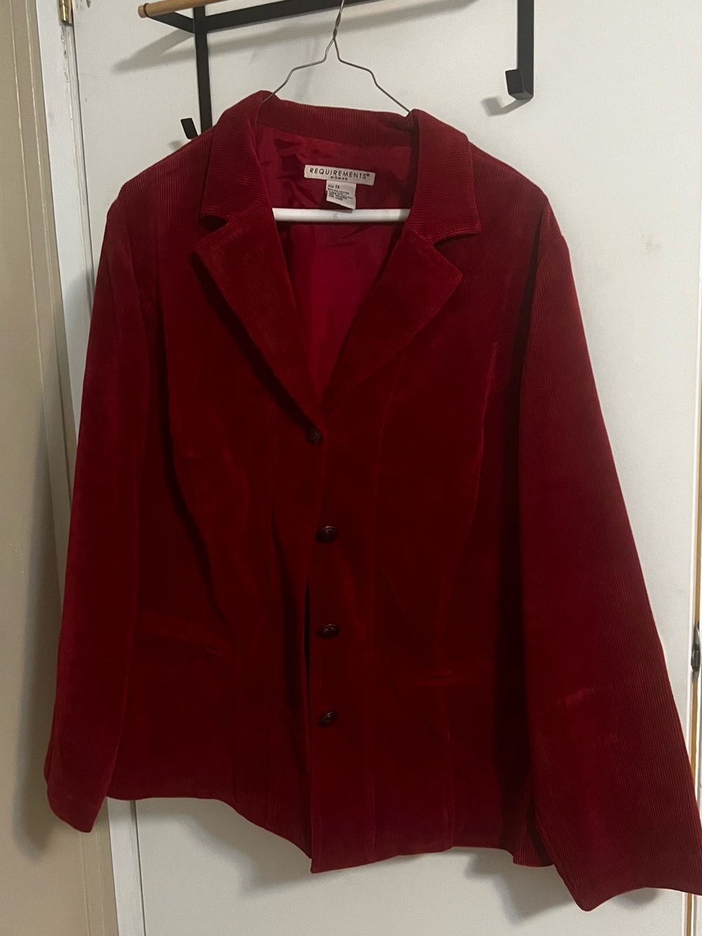 Requirements Burgundy Corduroy Notch-Collar Blazer